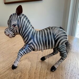 Vintage 1970s Jumping Zebra Tin Toy 5"x4"